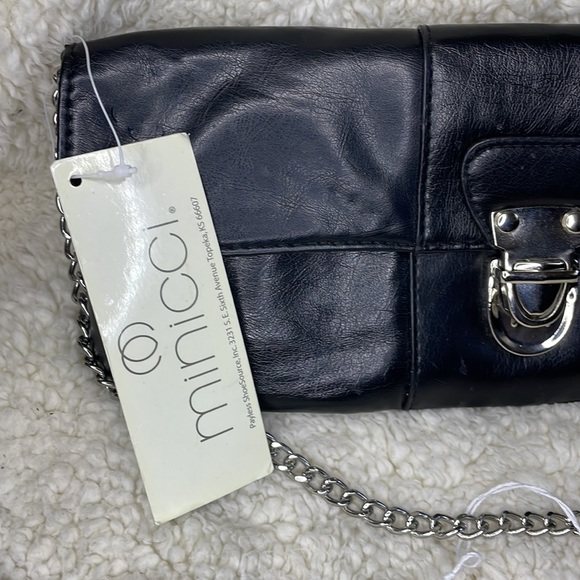 Minicci Black Chain Strap Small Clutch Bag Size 5H X 11L New With Tags - Picture 2 of 11